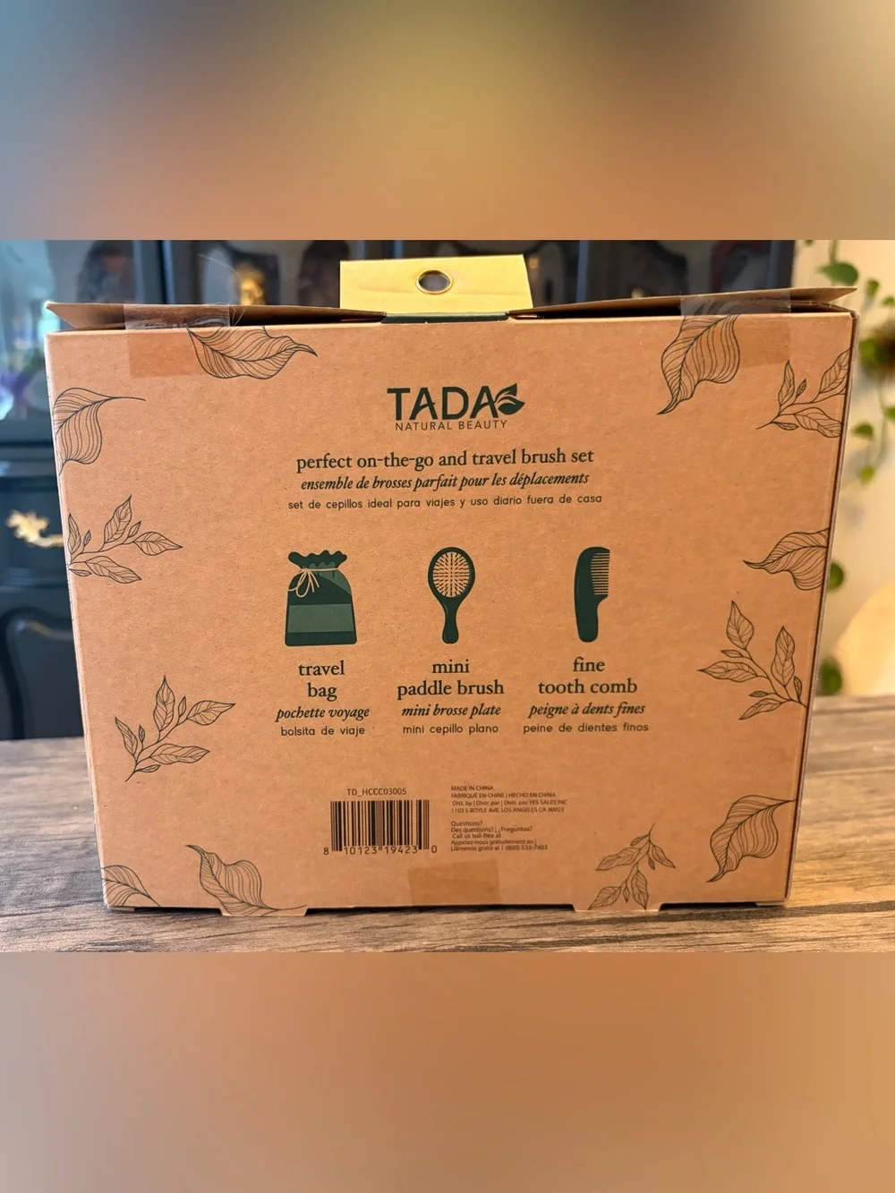 TADA Mini Brush and Comb Travel Set - Natural Wood